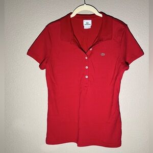 Red Lacoste Collared Shirt Size 44